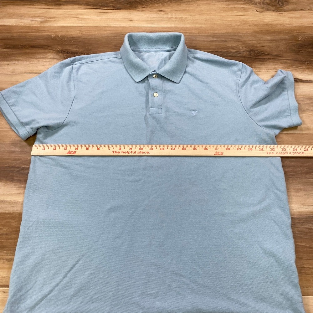 American Eagle Polo Shirt Men Large Light Blue Cotton Blend Standard Fit Classic - Picture 7 of 9